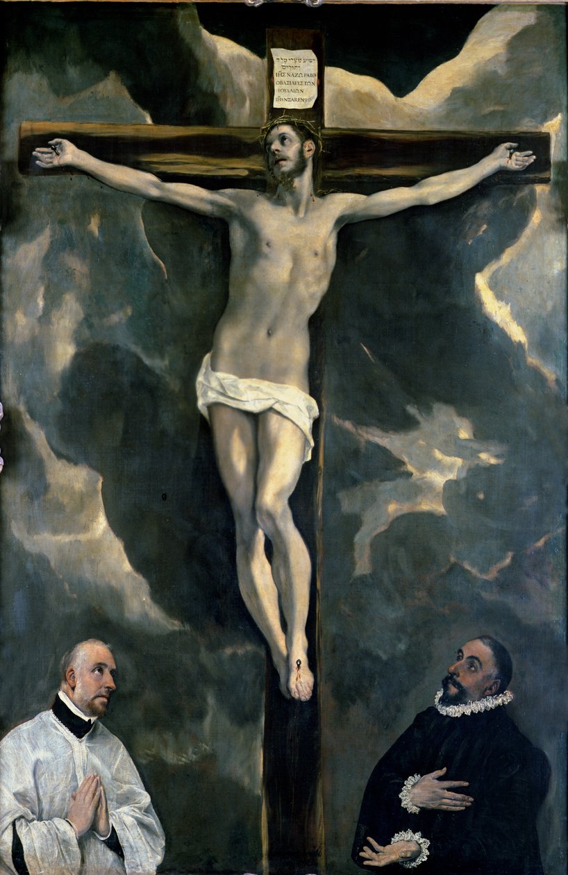 La crocifissione con due donatori, c.1580 da El Greco