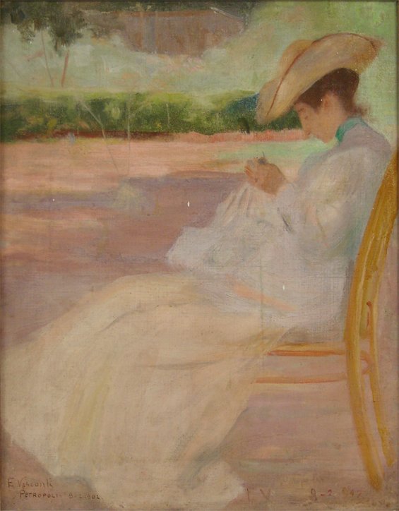 Donna in un parco, Petropolis da Eliseu Visconti
