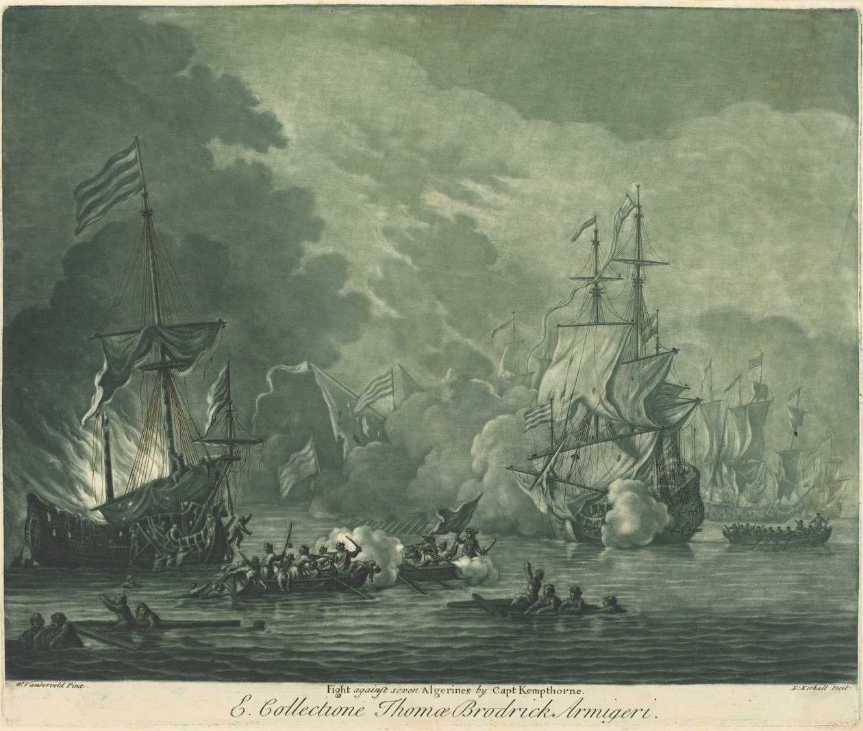 Combattimento contro sette algerini, 1720 da Elisha Kirkall