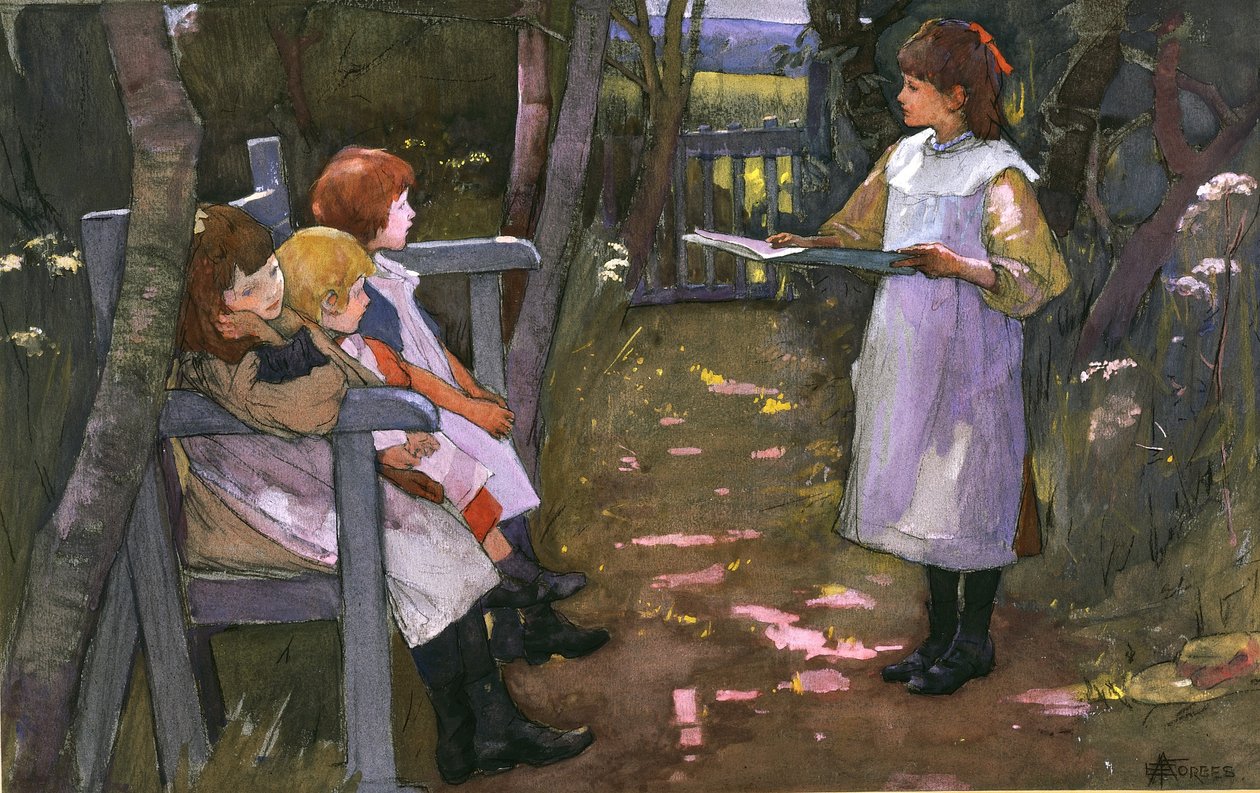 Bambini in un giardino da Elizabeth Adela Stanhope Forbes