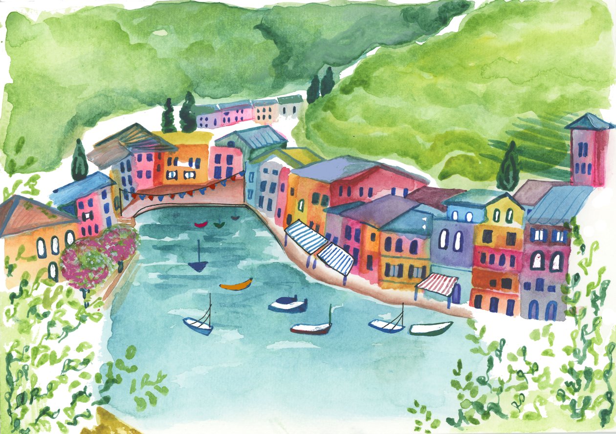 Porto di Genova, 2018 (acquerello) da Elizabeth Rider