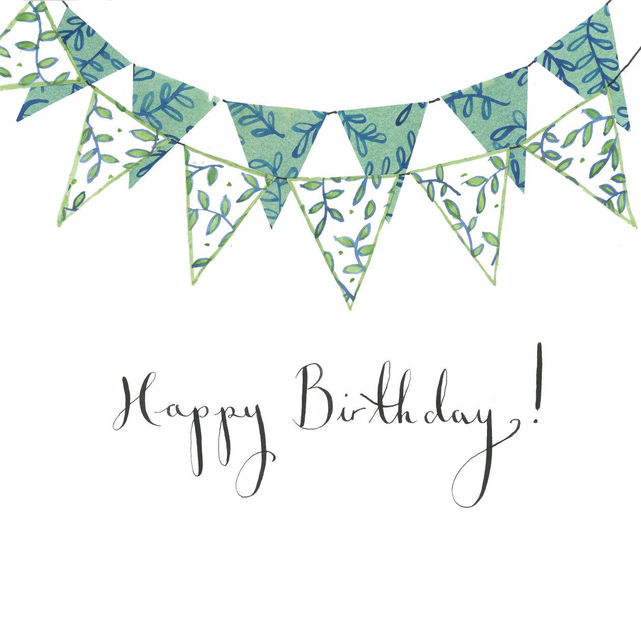 Happy Birthday Bunting, 2018 (acquerello e collage) da Elizabeth Rider