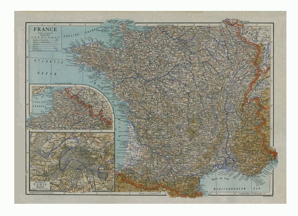 Mappa della Francia, c1910 da Emery Walker