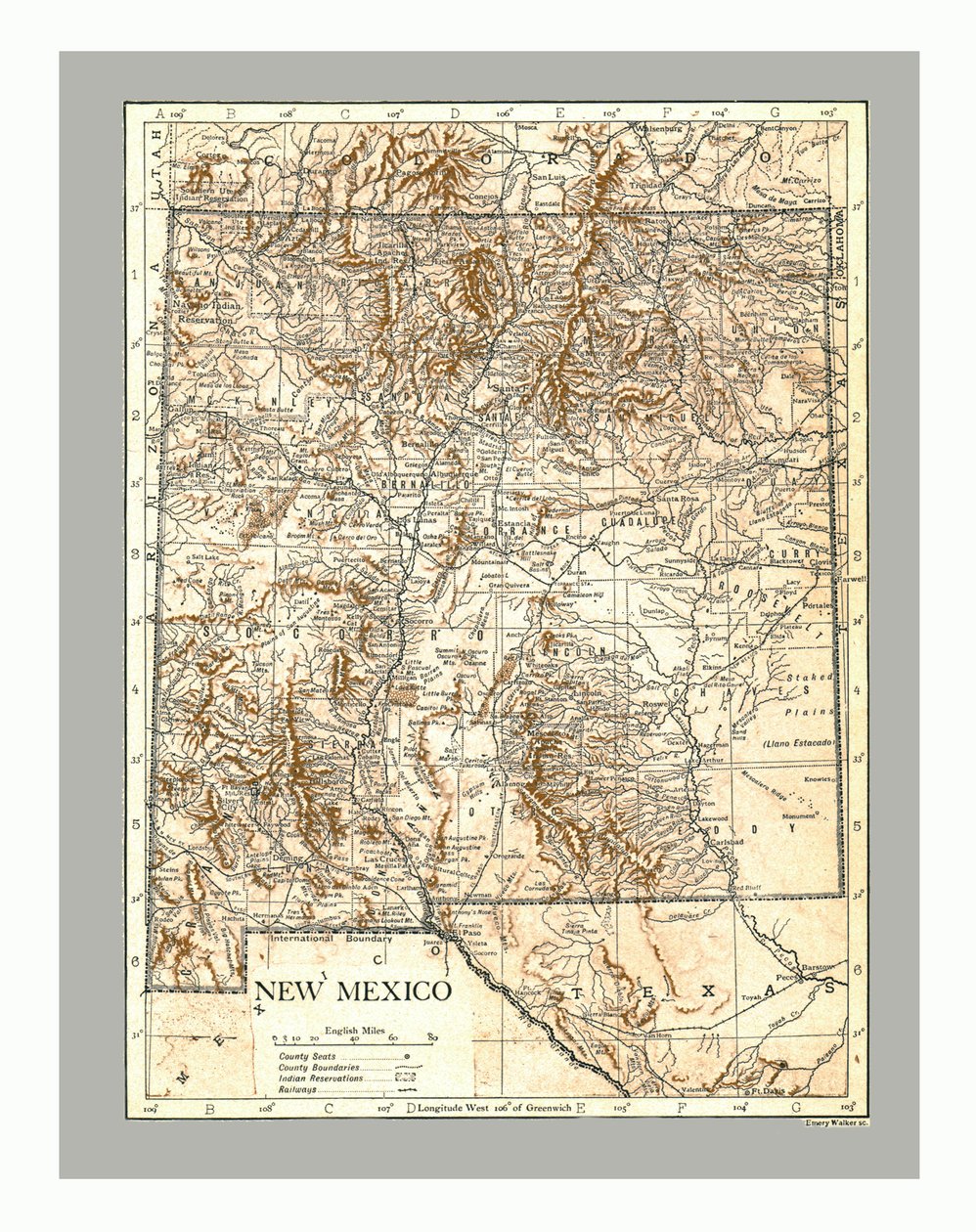 Mappa del Nuovo Messico da Emery Walker