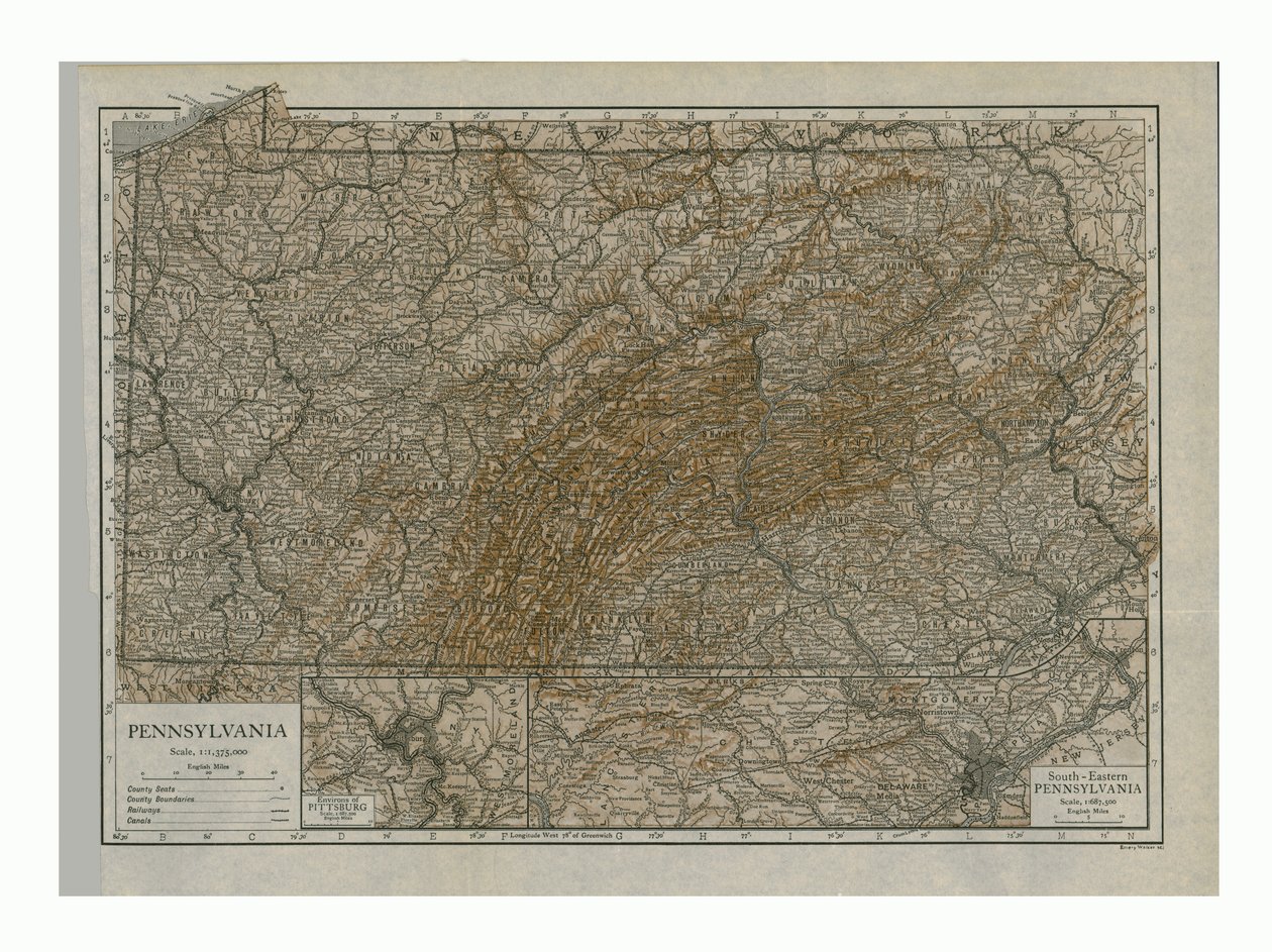 Mappa della Pennsylvania da Emery Walker