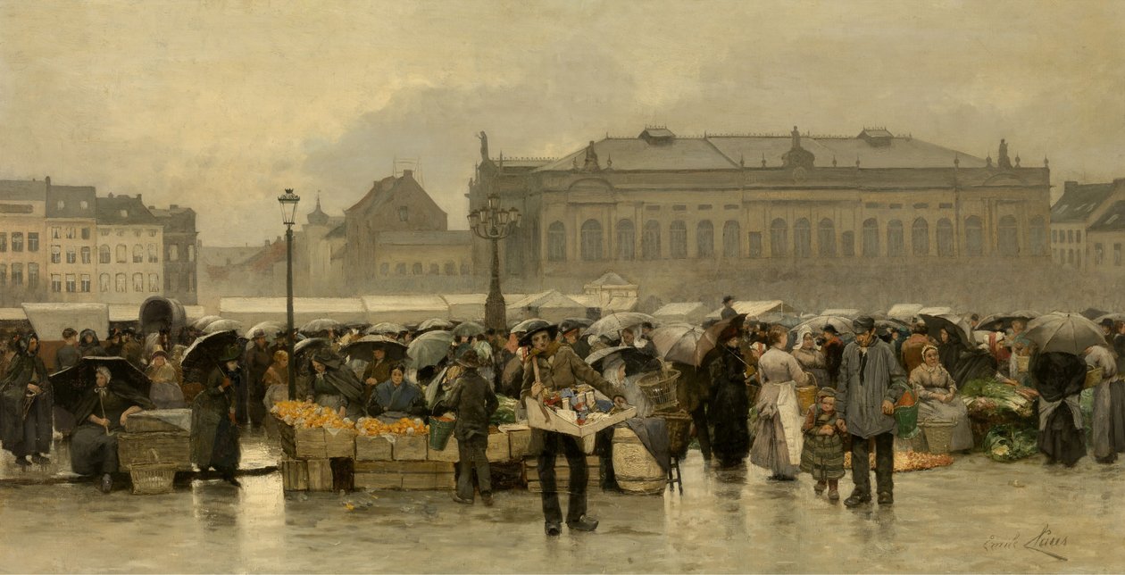 Il mercato davanti al teatro di Anversa da Emile Claus