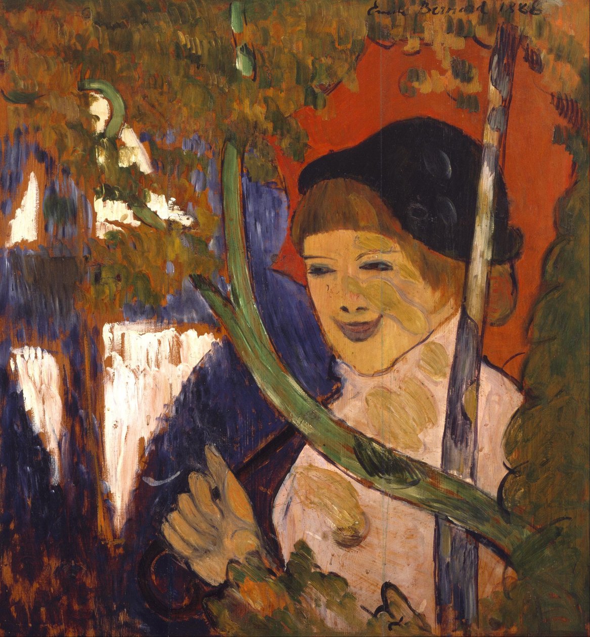 Ragazza bretone con un ombrello rosso da Emile Bernard