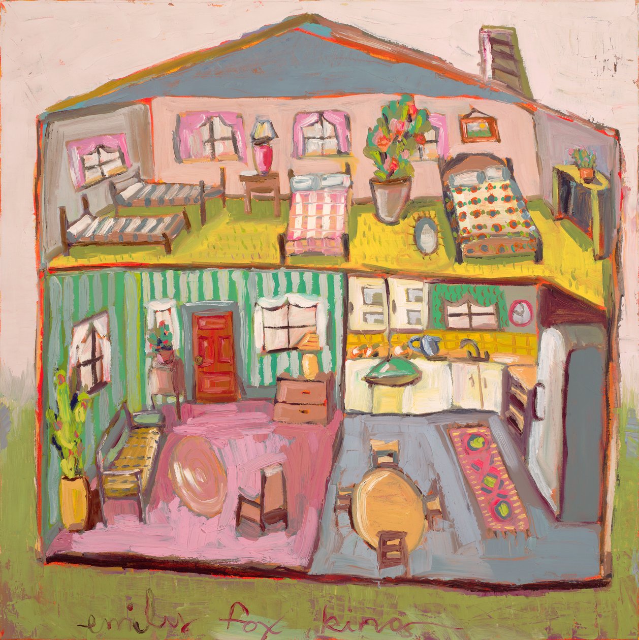 Casa di bambola 17, 2020 (olio su tela) da Emily Fox King