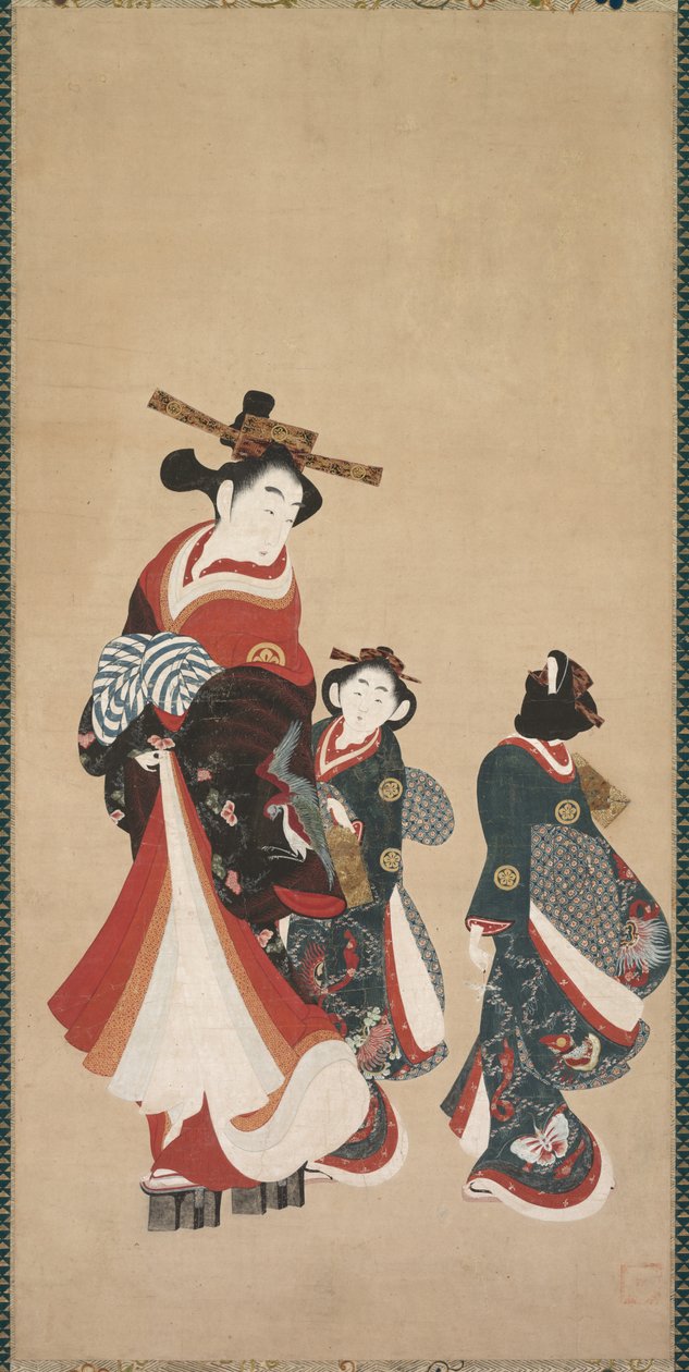 Cortigiana e accompagnatori, c. 1748-1751 da Engetsudo