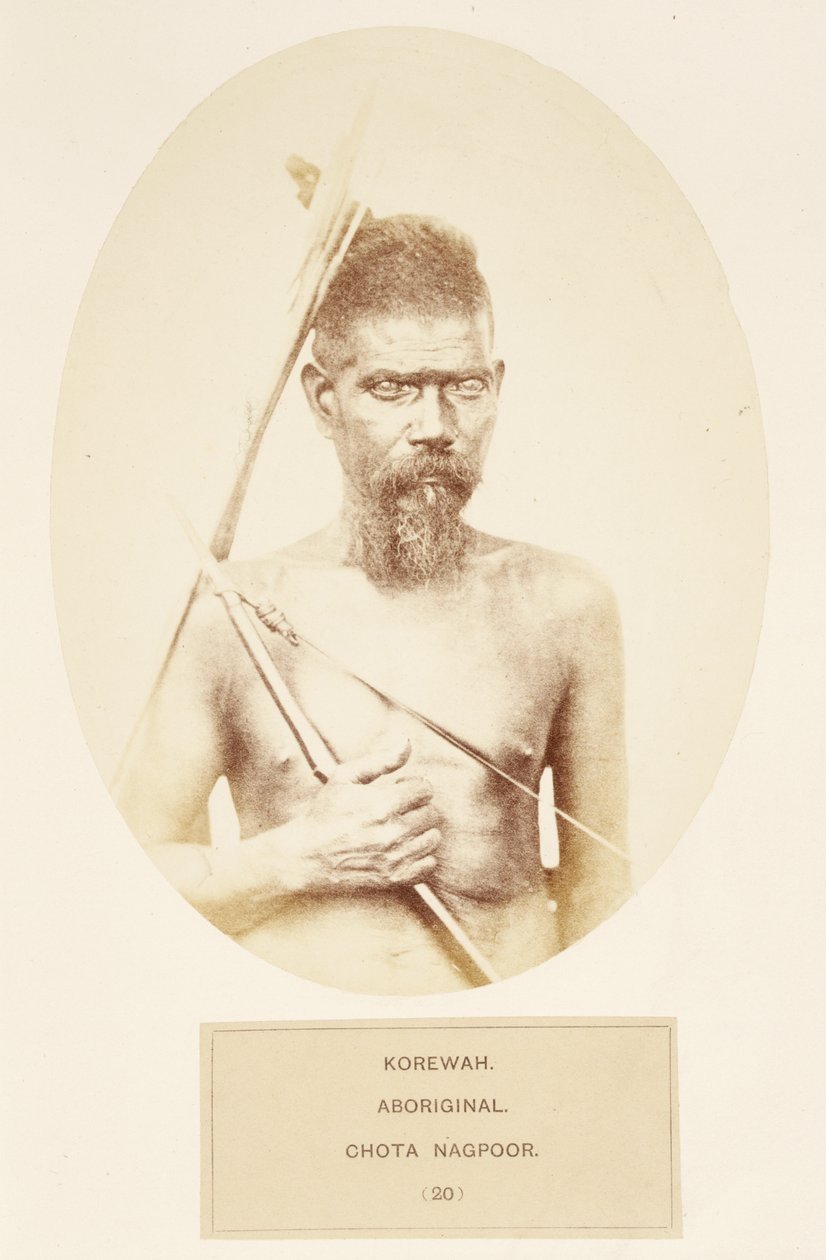 Korewah, Aborigeni, Chota Nagpoor, da The People of India, di J. Forbes Watson, pubblicato nel 1868 da English Photographer