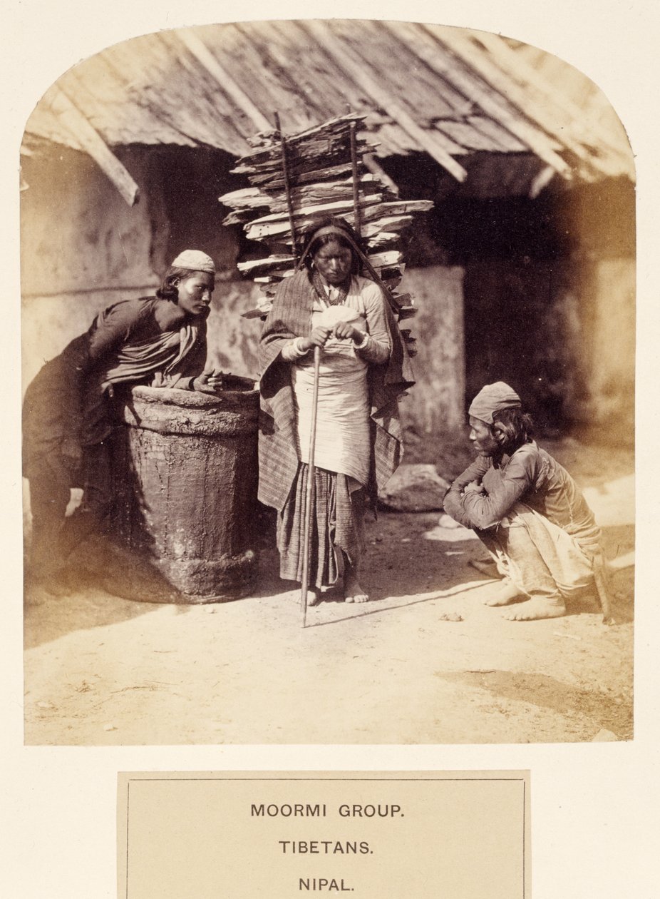 Gruppo Moormi, Tibetani, Nipal, da The People of India, di J. Forbes Watson, pubblicato nel 1868 da English Photographer