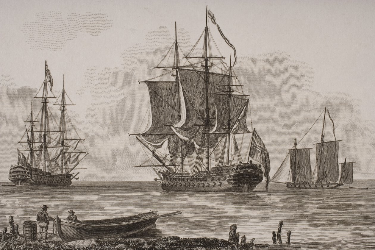 Navi da guerra britanniche, incise da Thomas Milton, 1820 da English School