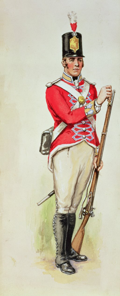 Soldato britannico in epoca napoleonica con un moschetto da English School