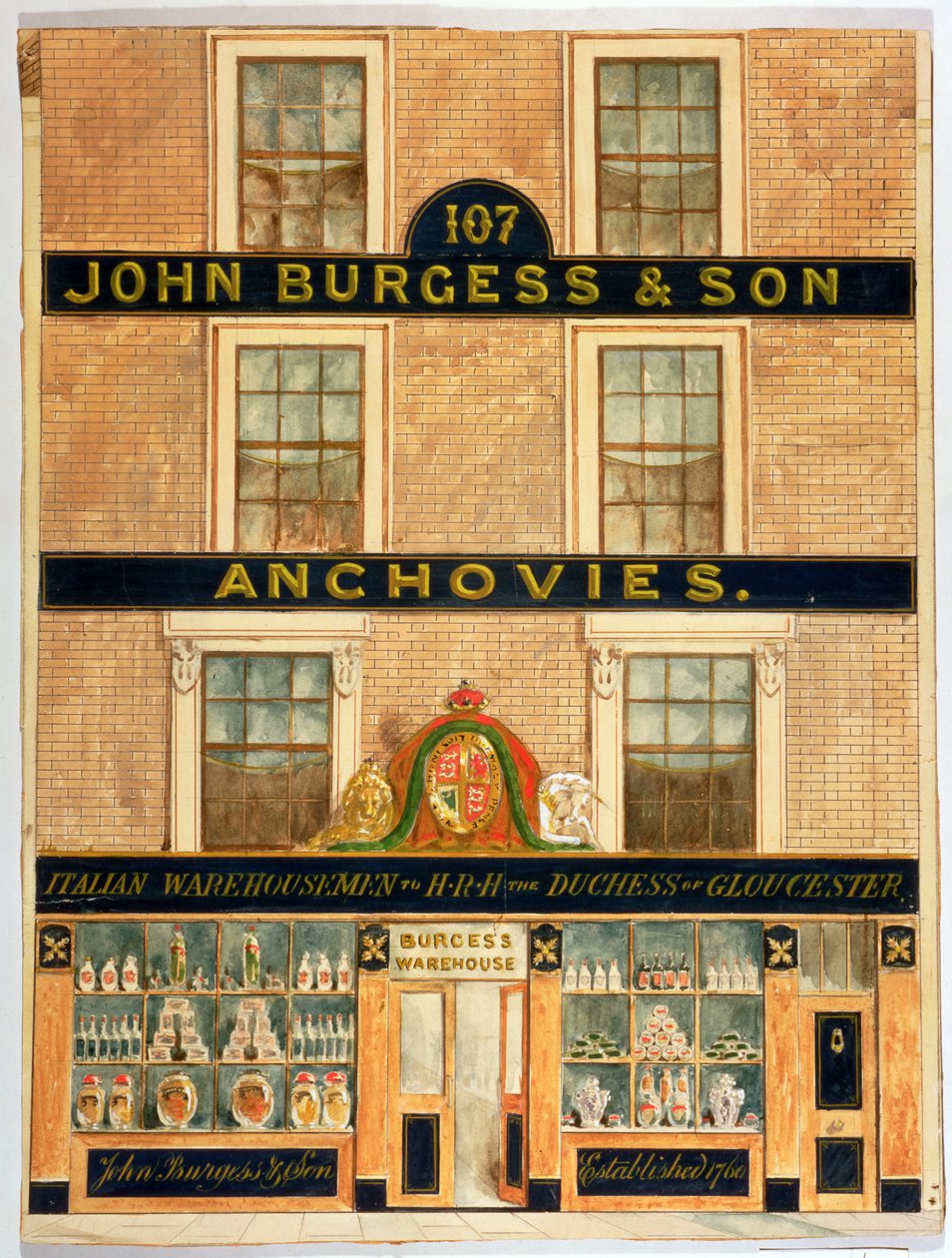 Facciata di John Burgess & Son, Fornitori della Duchessa di Gloucester da English School