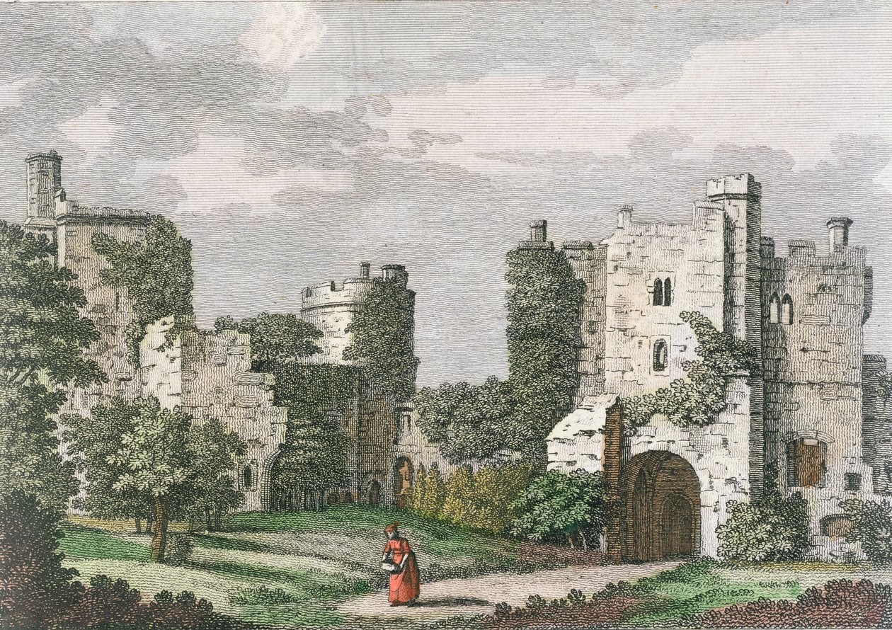 Vista interna e cancello del Castello di Bodiam, Sussex, 27 maggio 1785 da English School