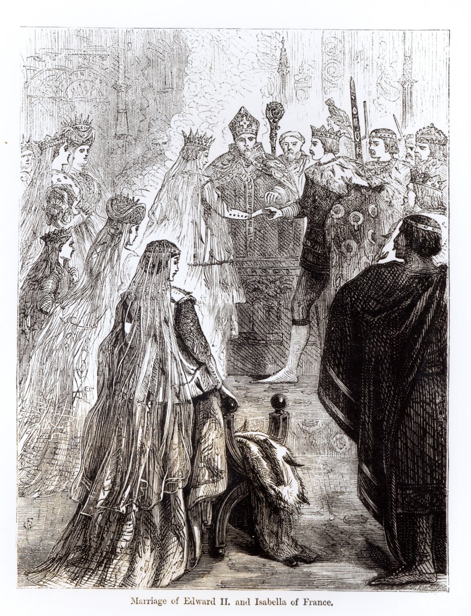 Matrimonio di Edoardo II (1284-1327) e Isabella di Francia (1292-1358) da English School