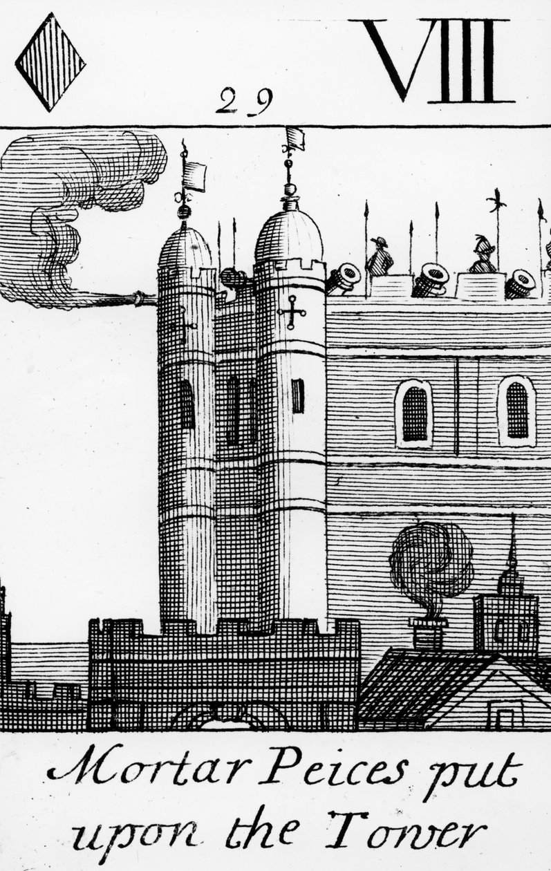Pezzi di mortaio messi sulla Torre di Londra da English School