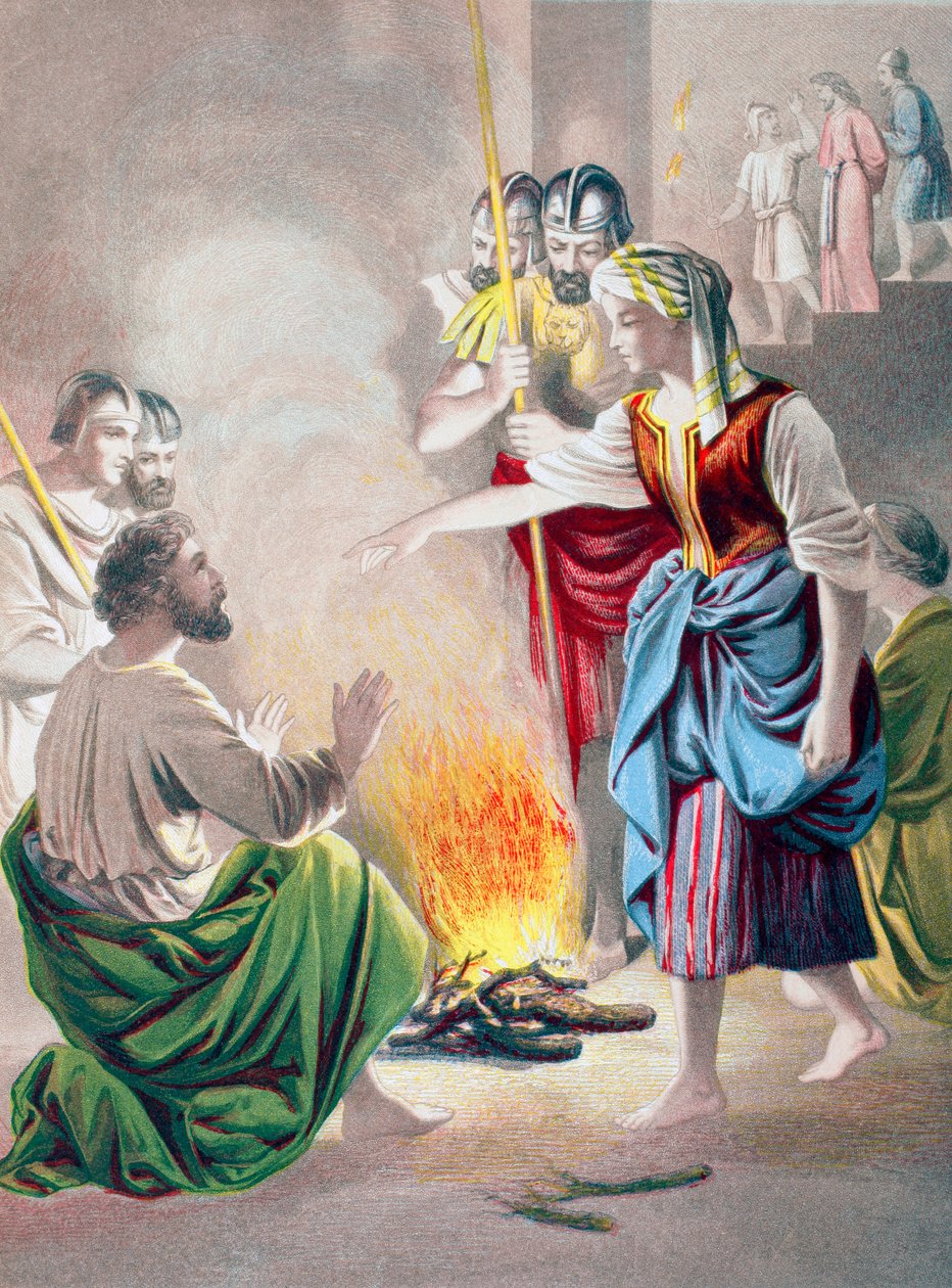 Pietro nega di conoscere Gesù quando interrogato dalla serva del sommo sacerdote da English School