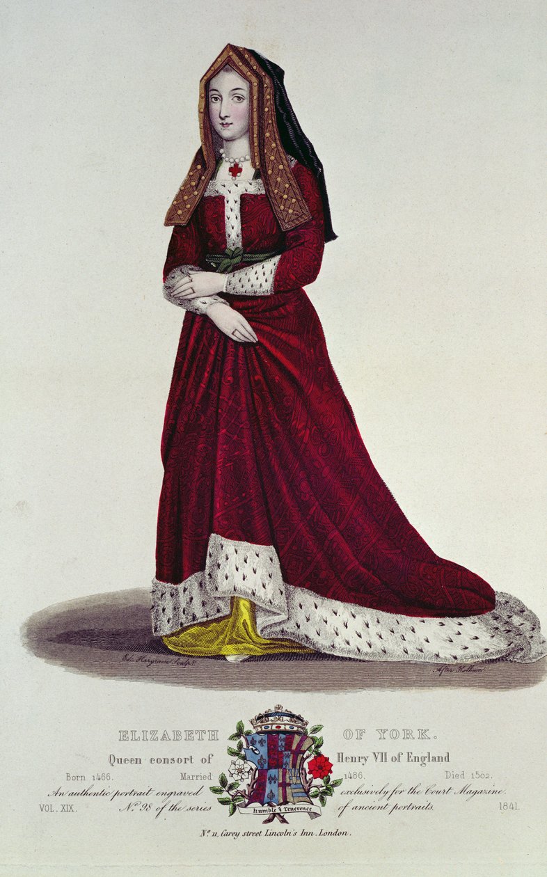 Ritratto di Elisabetta di York, 1841 (incisione a colori) da English School