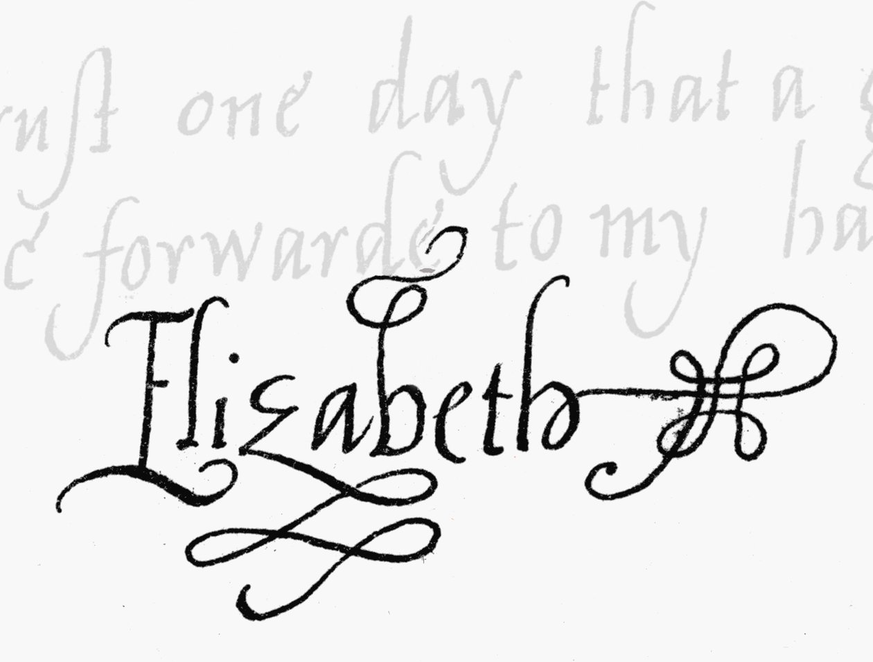 Firma della Regina Elisabetta I da English School