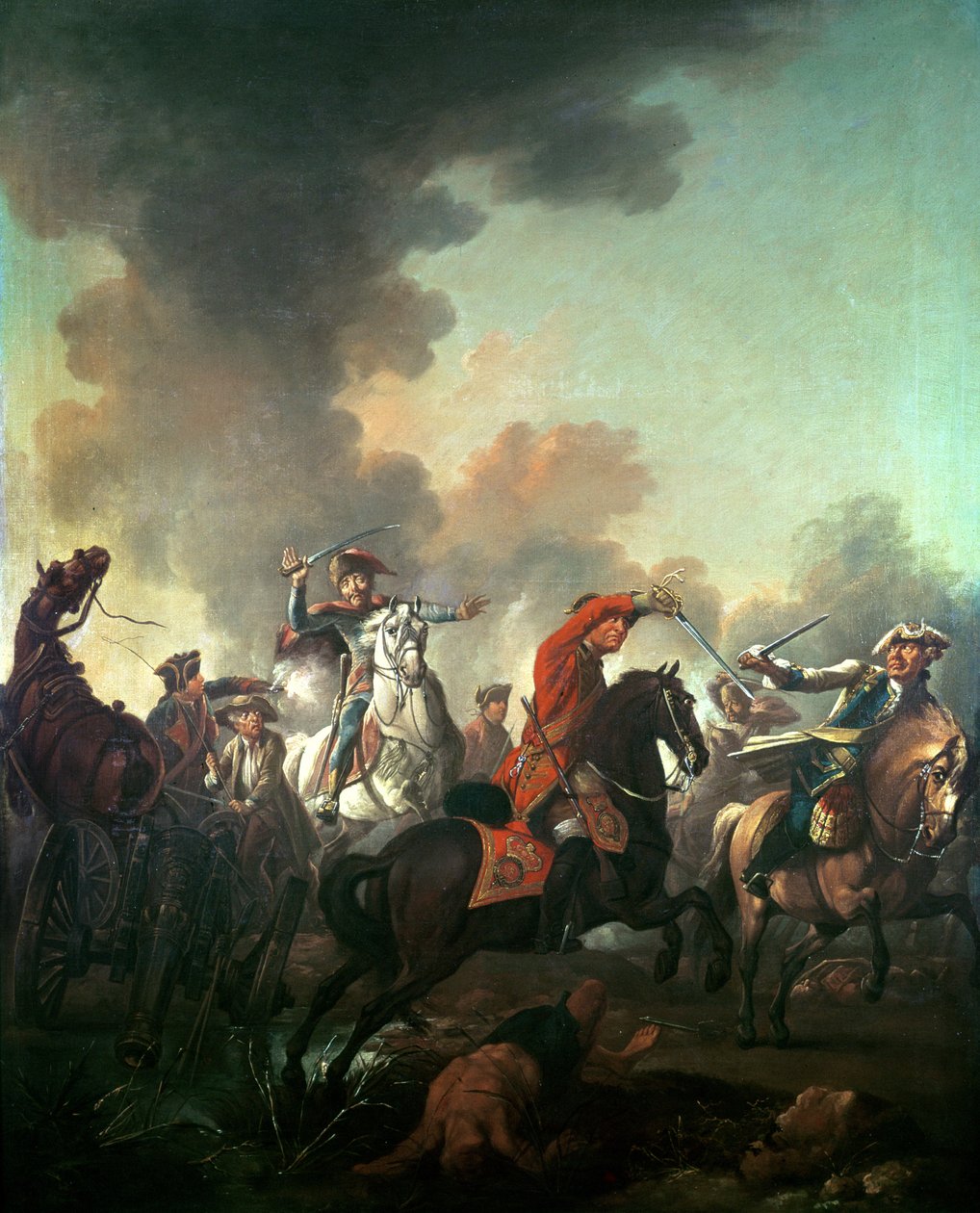 Thomas Brown alla battaglia di Dettingen, 27 giugno 1743 da English School