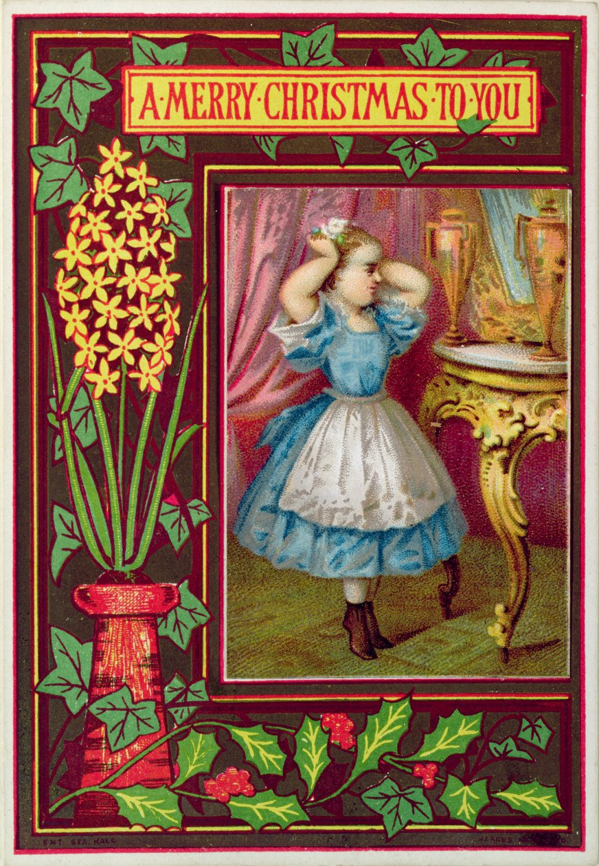 Cartolina di Natale vittoriana da English School