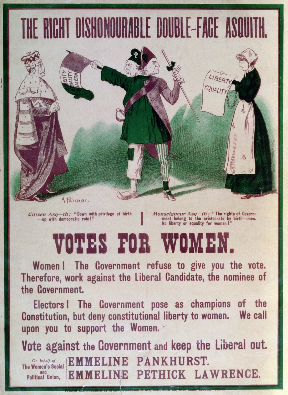 Poster per il suffragio femminile Il disonorevole doppia faccia Asquith, c.1910 da English School