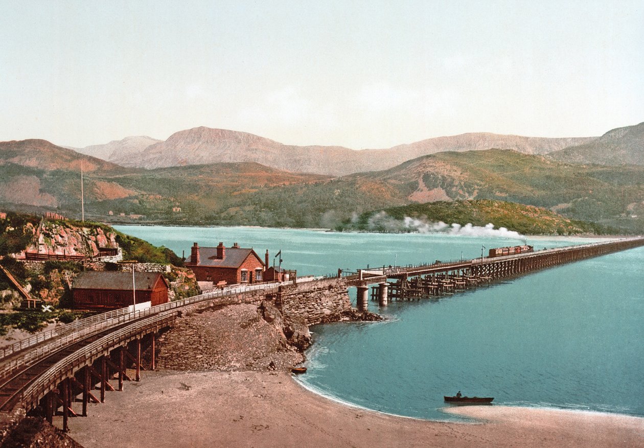 Cadair Idris e il ponte di Barmouth, pub. c.1900 da English Photographer