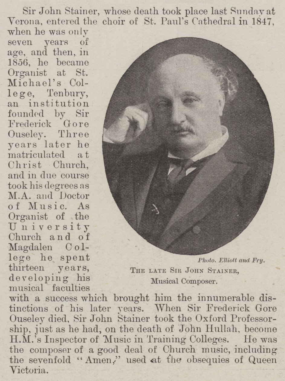 Il defunto Sir John Stainer, compositore musicale da English Photographer