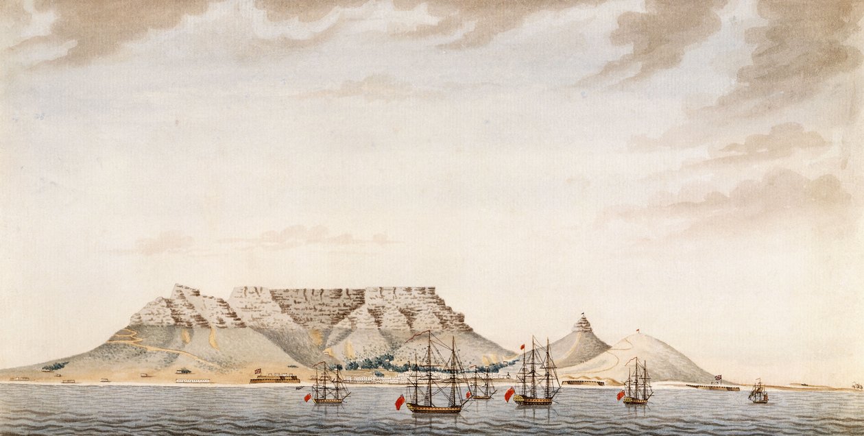 Una flotta britannica nella Table Bay, c.1780 da English School
