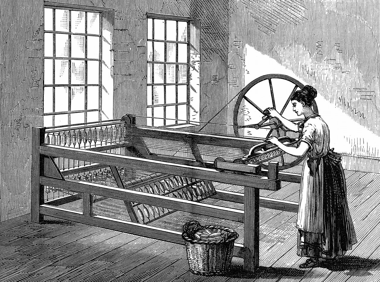 Una Spinning Jenny, c.1880 da English School