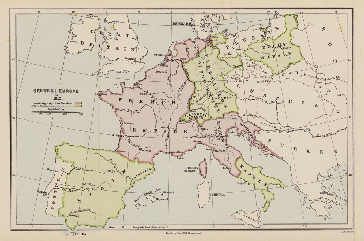 Europa centrale nel 1812 da English School