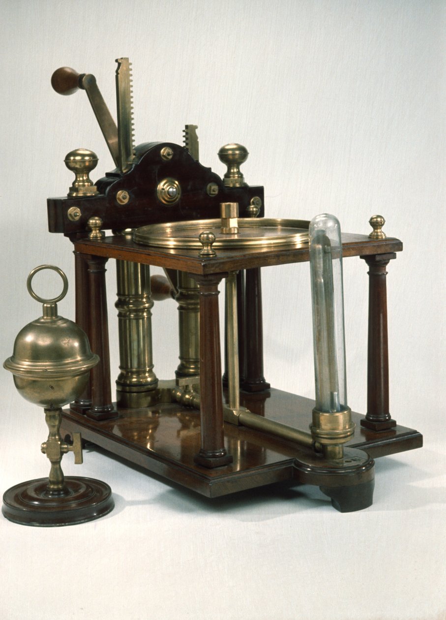 Pompa ad aria a doppio barile con emisferi di Magdeburgo, c.1800 da English School