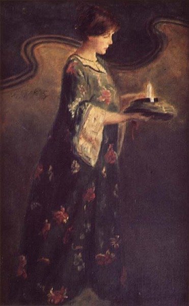 Signora con una candela, c.1890 da English School