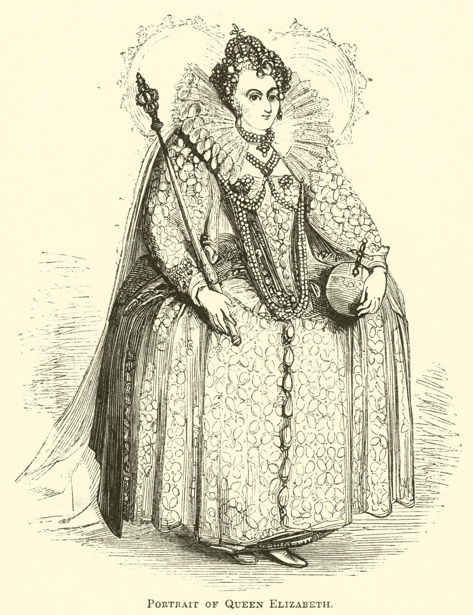 Ritratto della regina Elisabetta (incisione) da English School