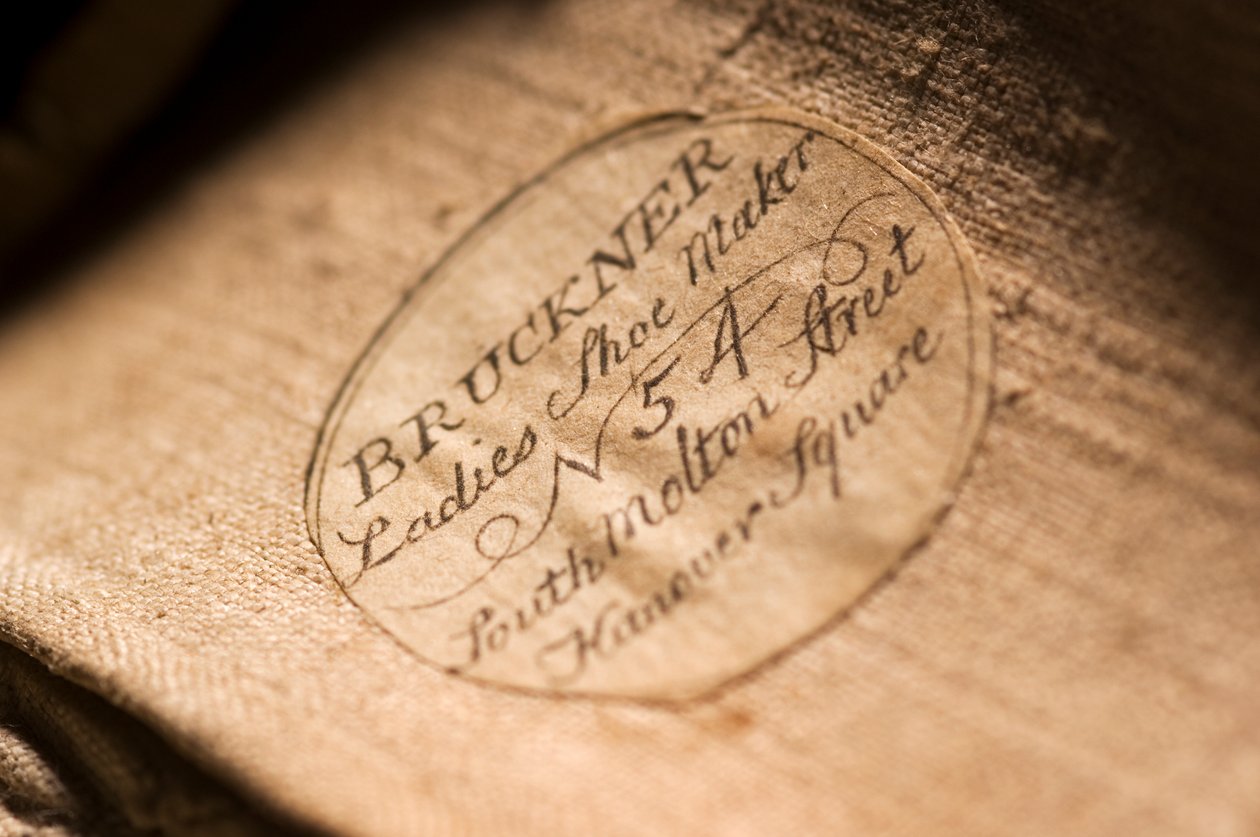 Etichetta della scarpa, 1790 (tessile) da English School