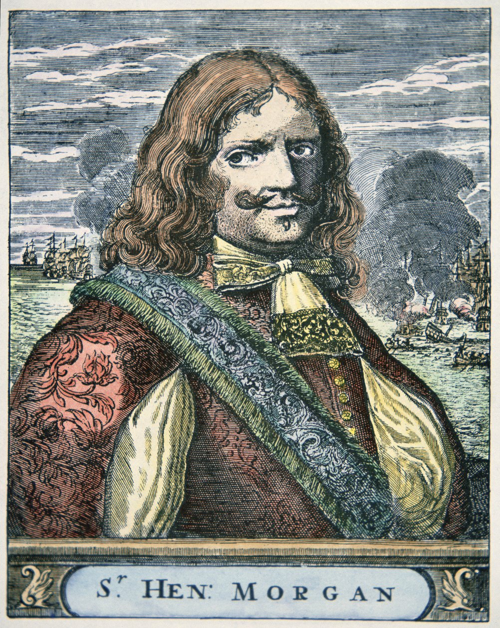 Sir Henry Morgan (c.1635-88) (incisione colorata) da English School