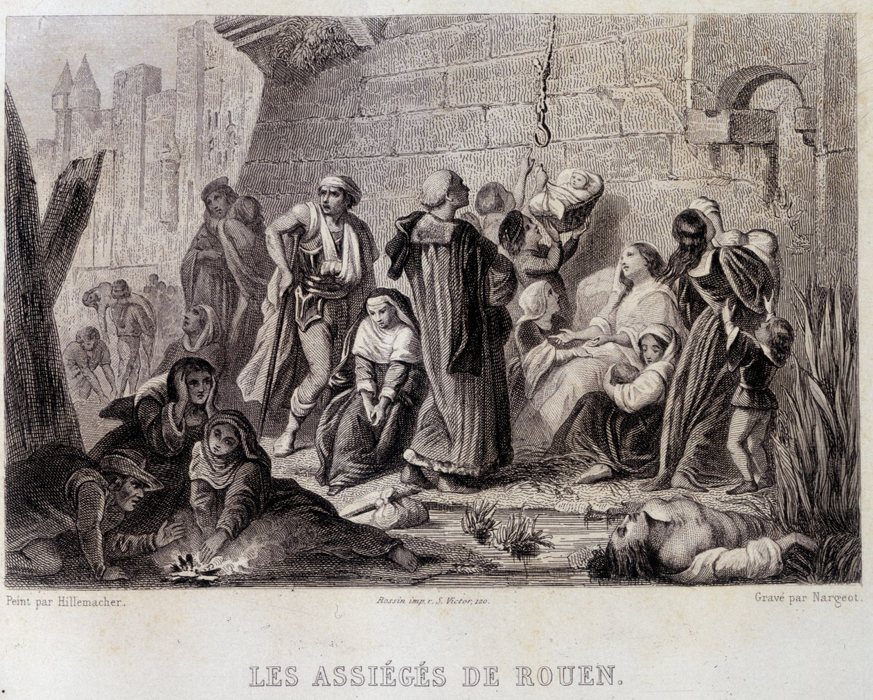 Gli assediati di Rouen (incisione) da English School