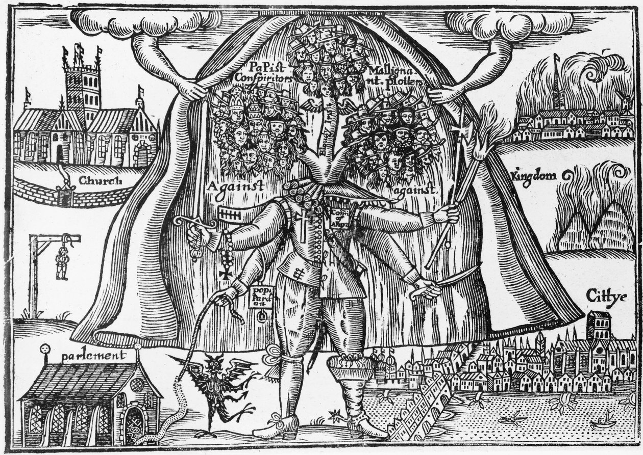 Il mostro del regno smascherato dal cielo, c.1640-43 da English School