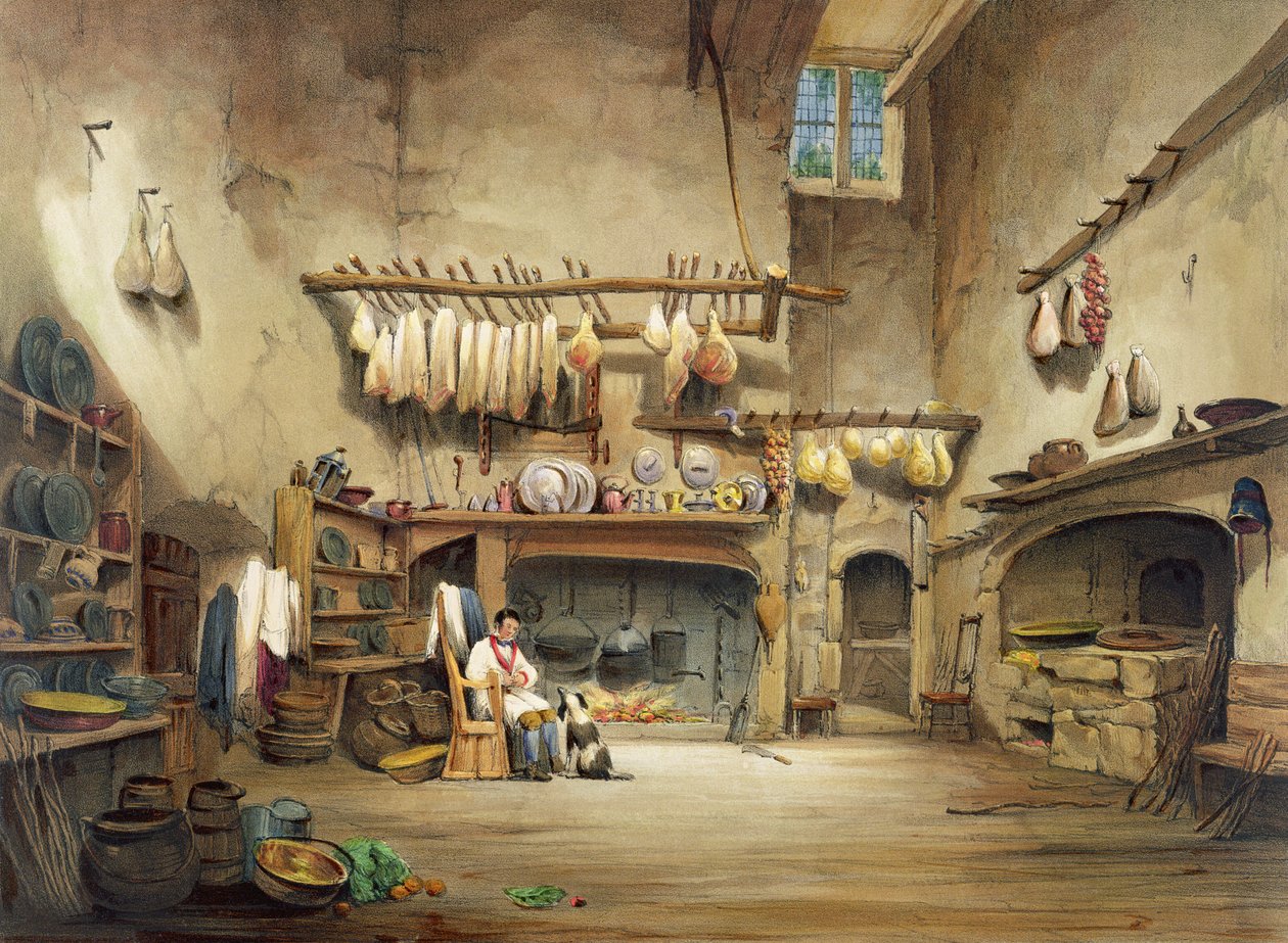 La cucina, Cotehele House, c.1830-40 da English School