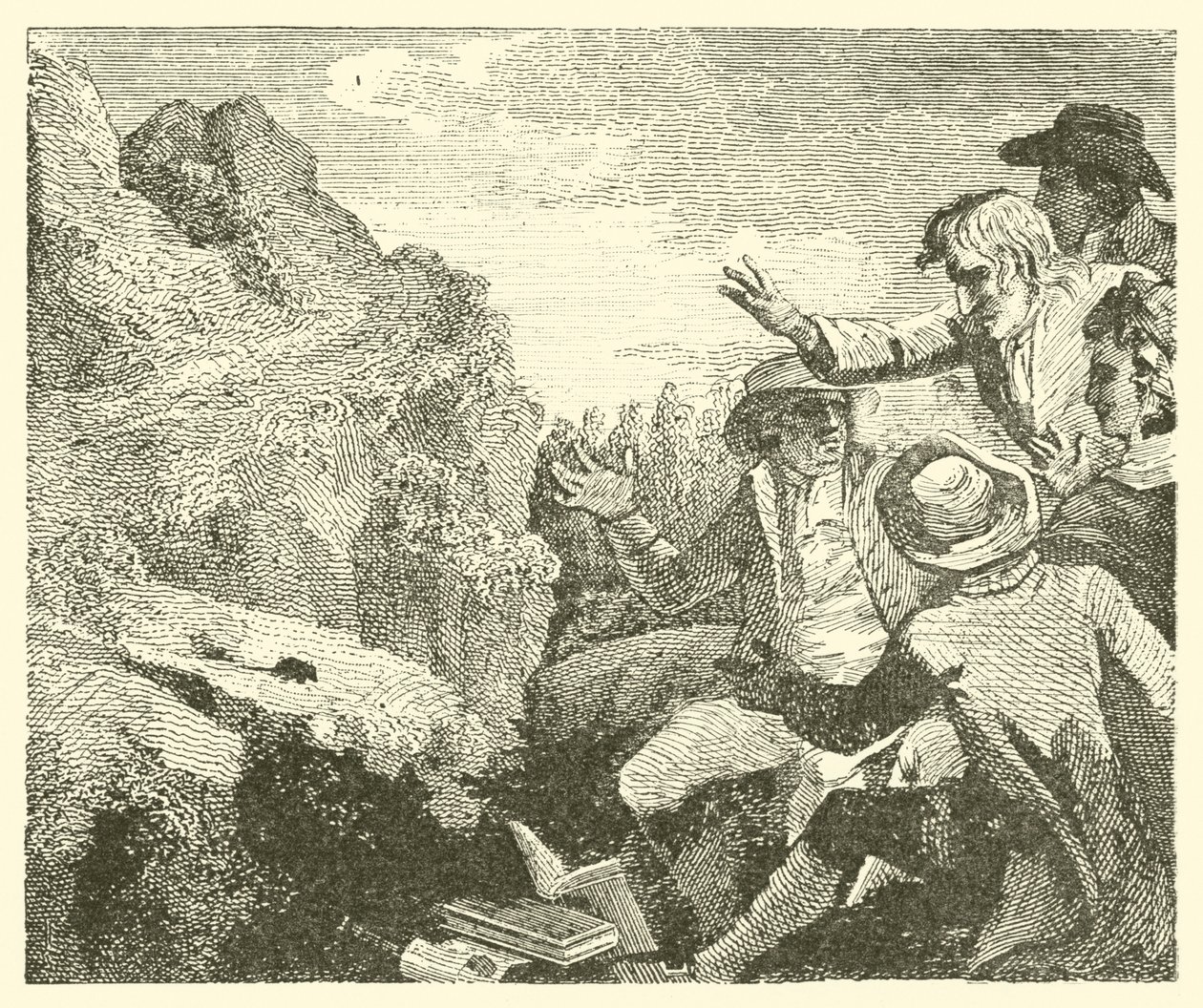 Le montagne in travaglio (incisione) da English School
