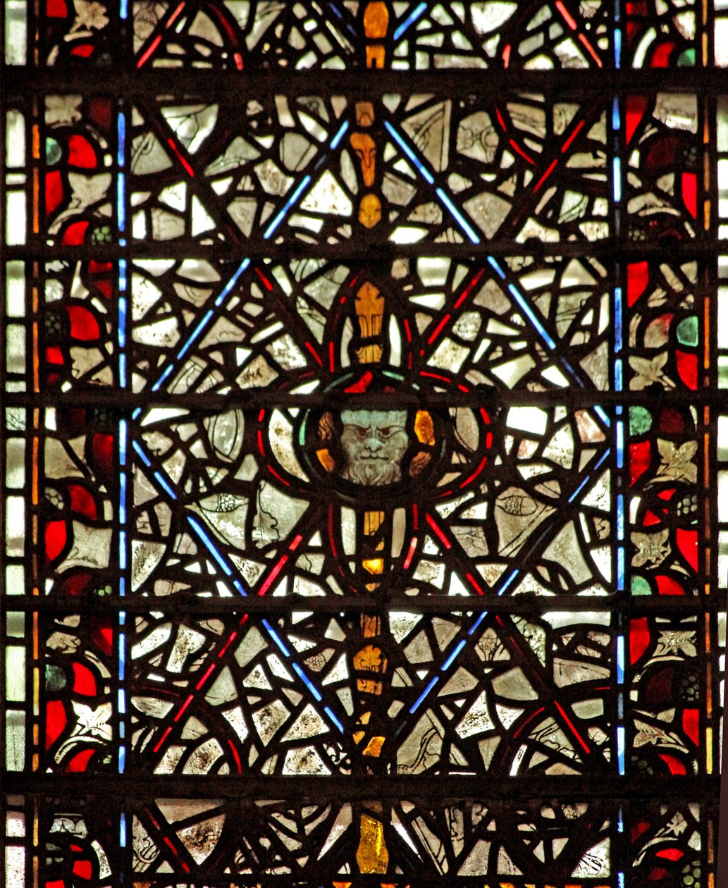 Vetrata w59 raffigurante grisaille e una testa da English School