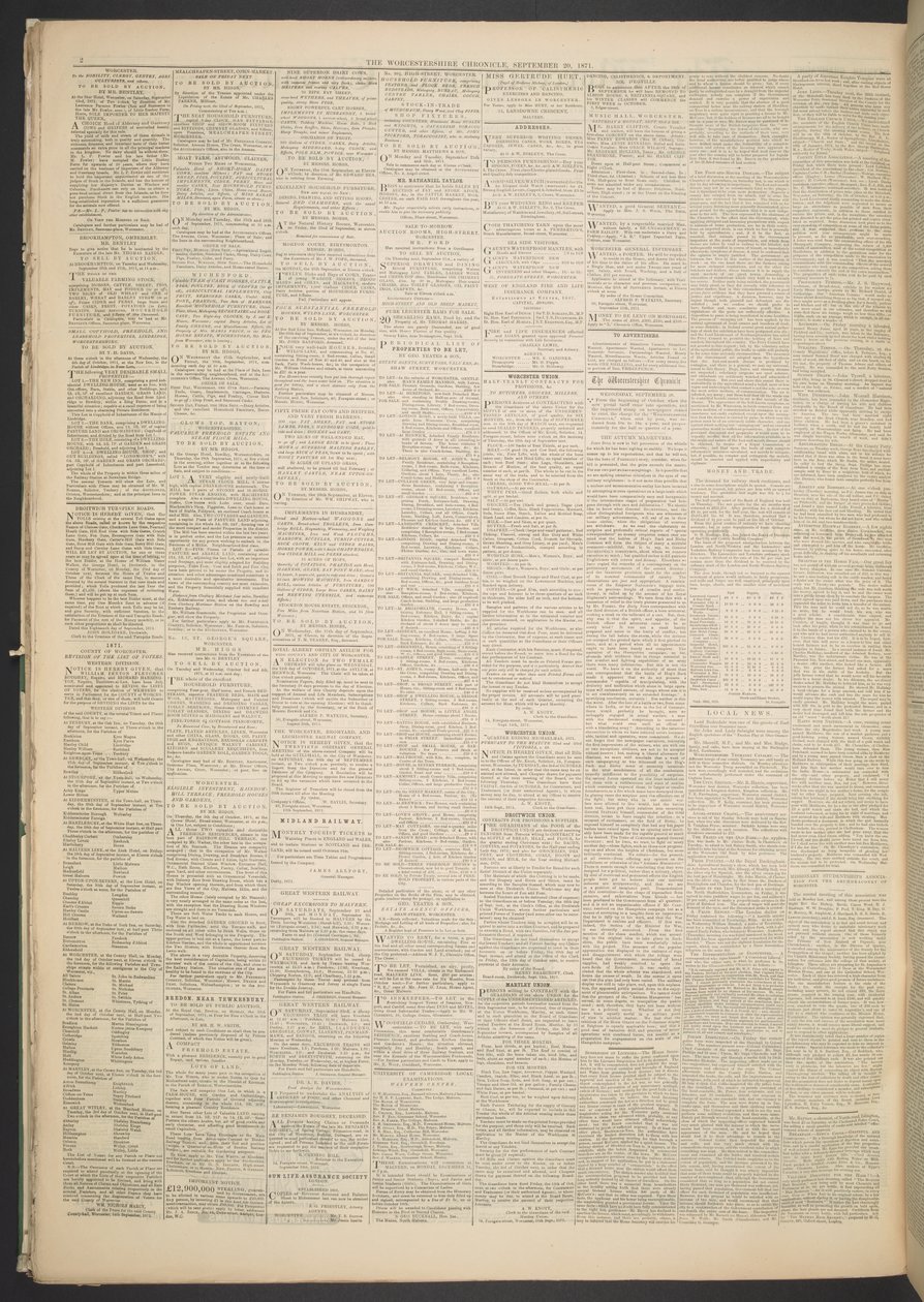 Worcestershire Chronicle, 20 settembre 1871 (stampa) da English School