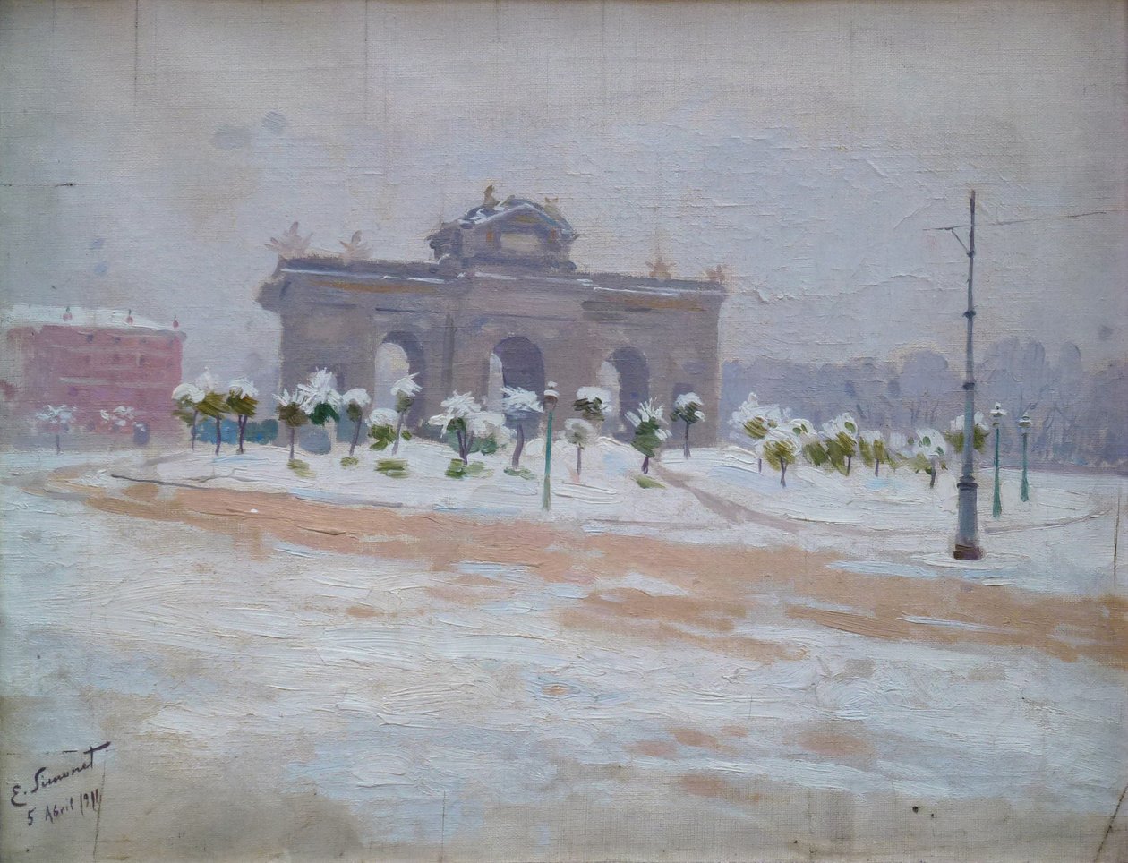 Puerta de Alcalá innevata da Enrique Simonet