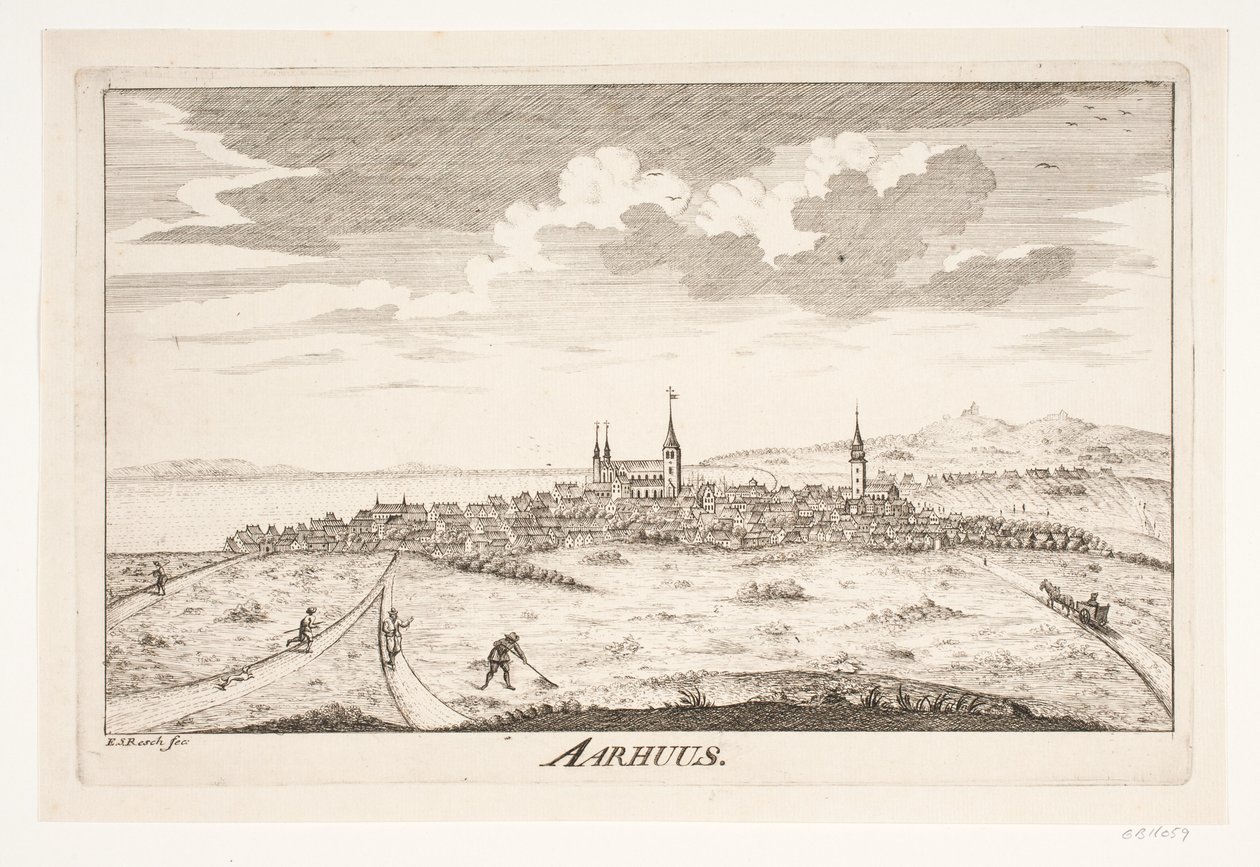 Prospetto di Århus da Erasmus Sigismund Resch