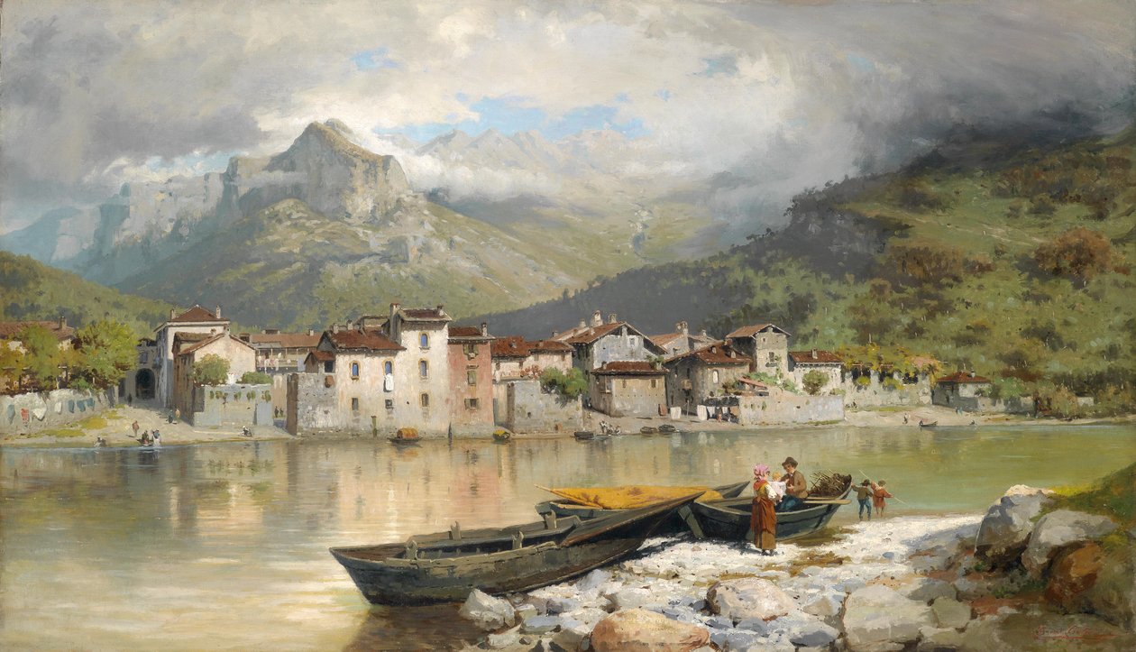 Famiglia di pescatori a Lecco sul lago di Como da Ercole Calvi