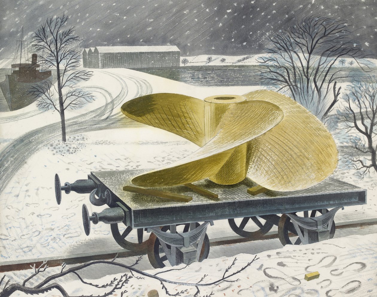 Elica della nave su un vagone ferroviario da Eric Ravilious
