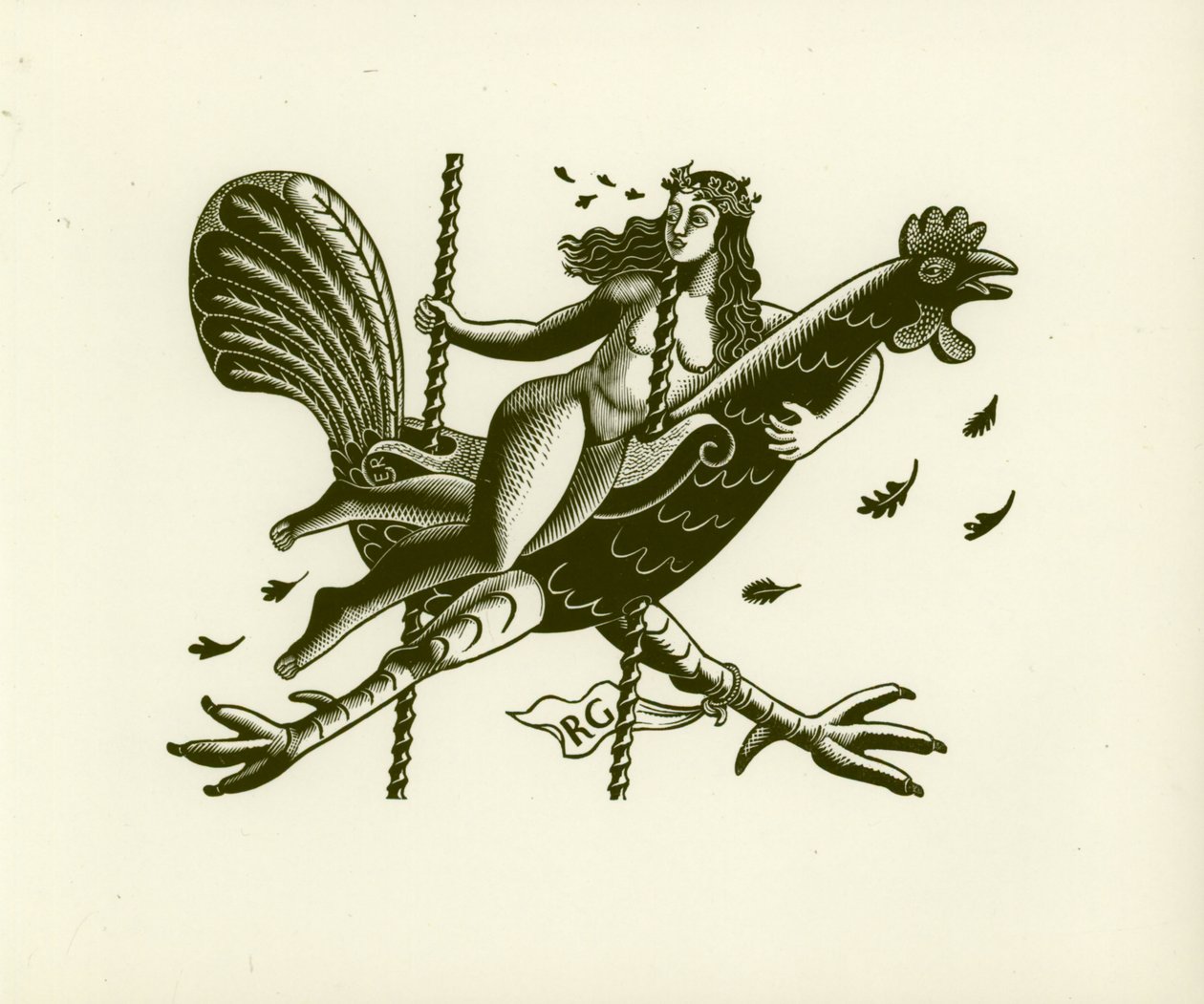 Tirzah su un gallo, 1931 da Eric Ravilious
