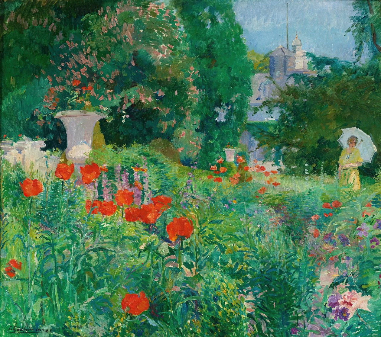 Elegante in un Campo di Papaveri da Ernest Godfrinon