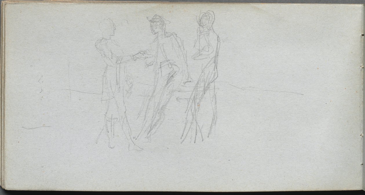 Quaderno di schizzi, pagina 42: Tre figure da Ernest Meissonier